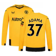 Wolves Home Adama 37 Yellow Authentic Long Sleeve 2022-23 Jersey
