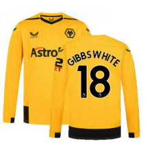 Wolves Home GIBBS WHITE 18 Yellow Authentic Long Sleeve 2022-23 Jersey