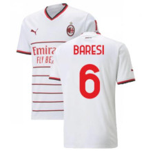 2022/23 Ac Milan Away BARESI 6 White Authentic Jersey