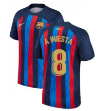 2022-23 Barcelona A Iniesta 8 Red and blue Home Replica Jersey 