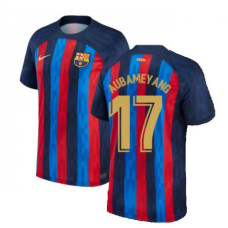 2022-23 Barcelona AUBAMEYANG 17 Red and blue Home Authentic Jersey 