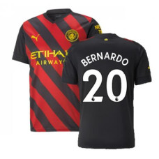 2022-23 Manchester City Bernardo 20 Away Black And Red Replica Jersey