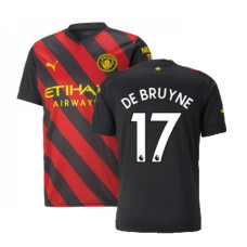 2022-23 Manchester City De Bruyne 17 Away Black And Red Replica Jersey