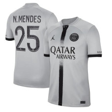 2022/23 Paris Saint-Germain Away 25 Nuno Mendes Gray Authentic Jersey
