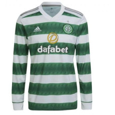 Youth CUSTOM Celtic Long Sleeve Home Green And White Replica 2022-23 Jersey