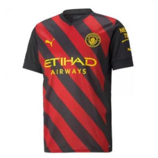 Custom 2022-23 Manchester City Away Black And Red Authentic Jersey