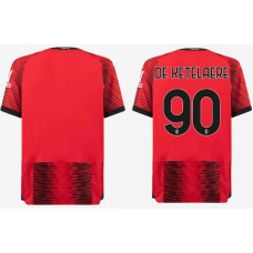 2023/24 AC Milan 90 - De Ketelaere Home Red And Black Replica Jersey
