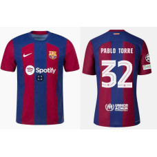 Mens Barcelona PABLO TORRE 32 Home Red and Blue 2023/24 Replica Jersey